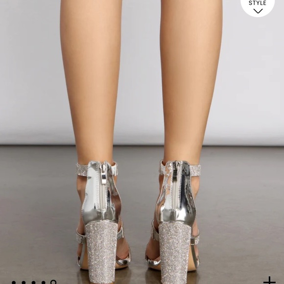 Sparkle Scene Rhinestone Chrome Block Heels - Picture 6 of 7